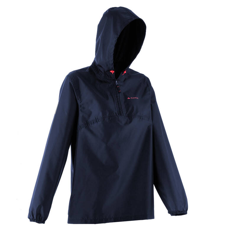 Women Half Zip Rain Jacket with Storage Pouch Navy Blue - NH100
