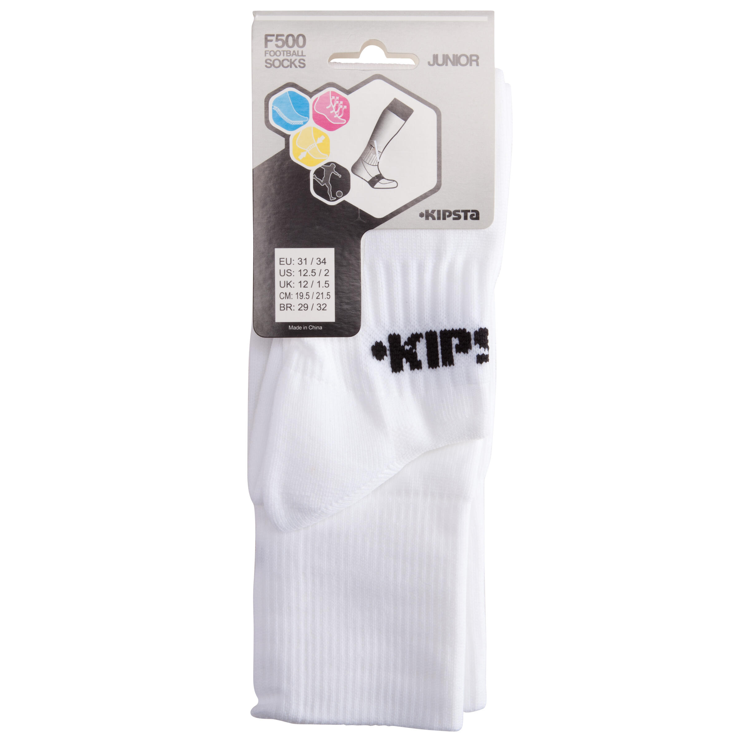 F500 Junior Football Socks - White 8/9