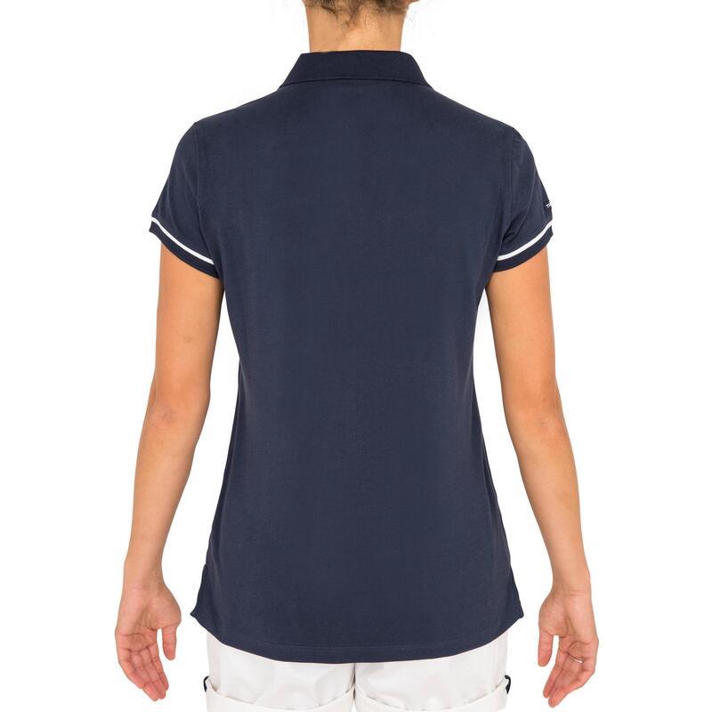 Polo vela manga corta Mujer Tribord Sailing 100 azul marino