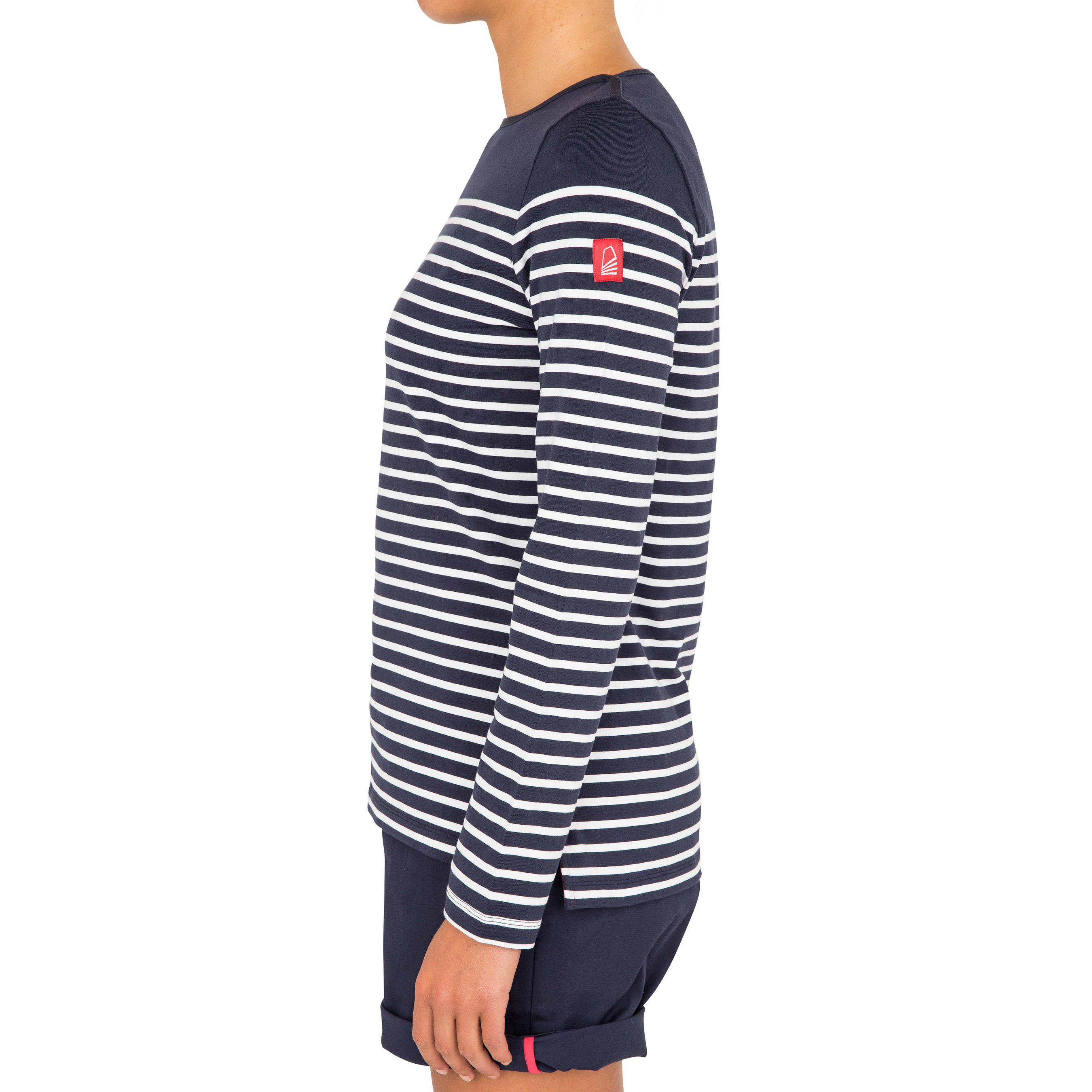 Women's long-sleeved traditional sailing T-shirt 100 - Blue 4/5