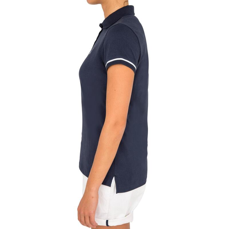 Polo vela manga corta Mujer Tribord Sailing 100 azul marino