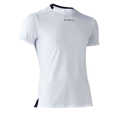 Futbolo marškinėliai suaugusiesiems „F100“, ekologiško dizaino, balti