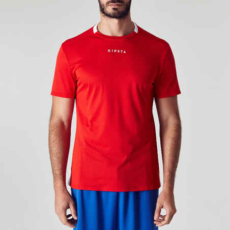 Futbolo marškinėliai suaugusiesiems „F100“, ekologiško dizaino, raudoni