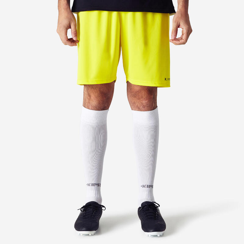 Pantalón corto de fútbol Adulto Kipsta F100 amarillo