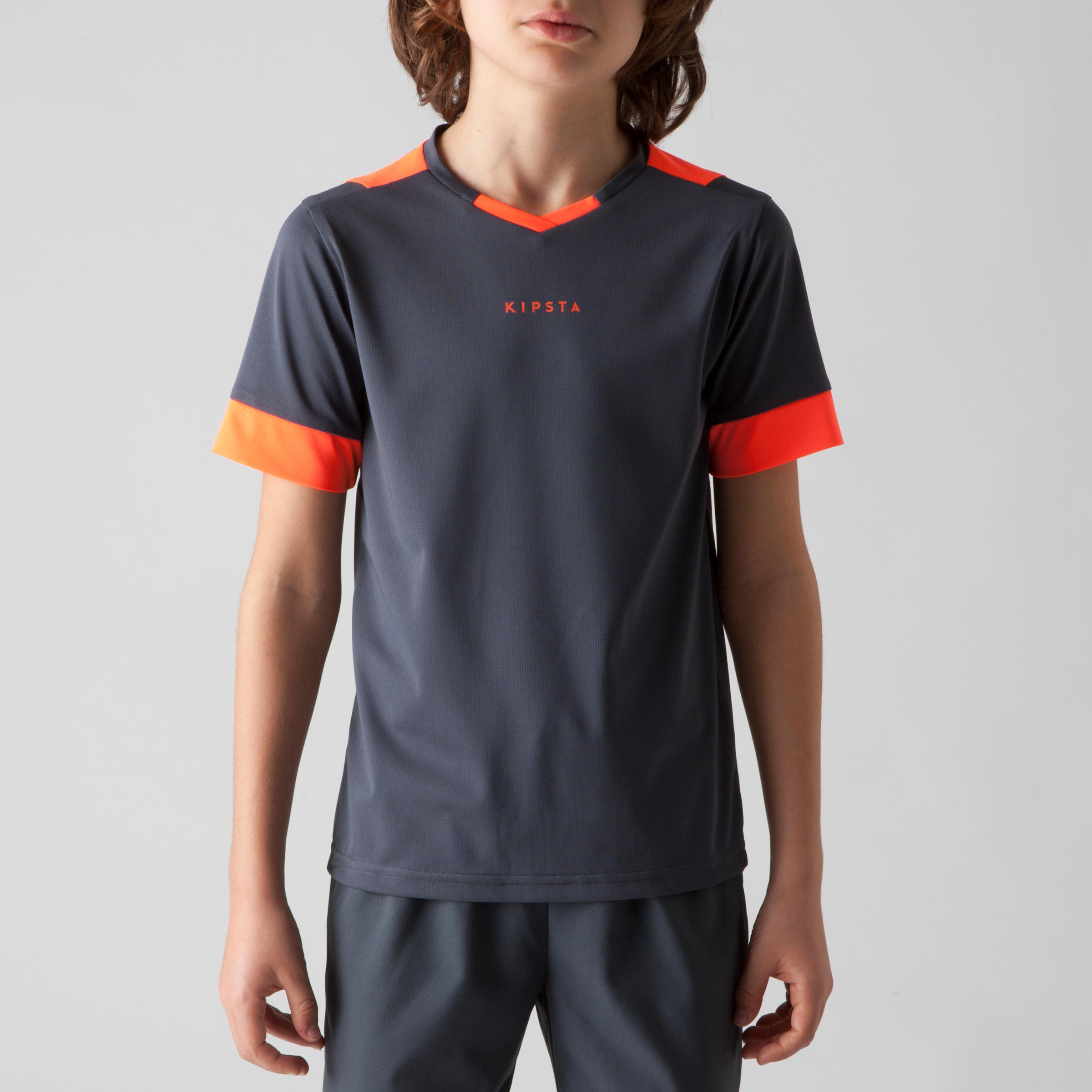 F500 Kids' Football Shirt - Grey/Orange 2/11
