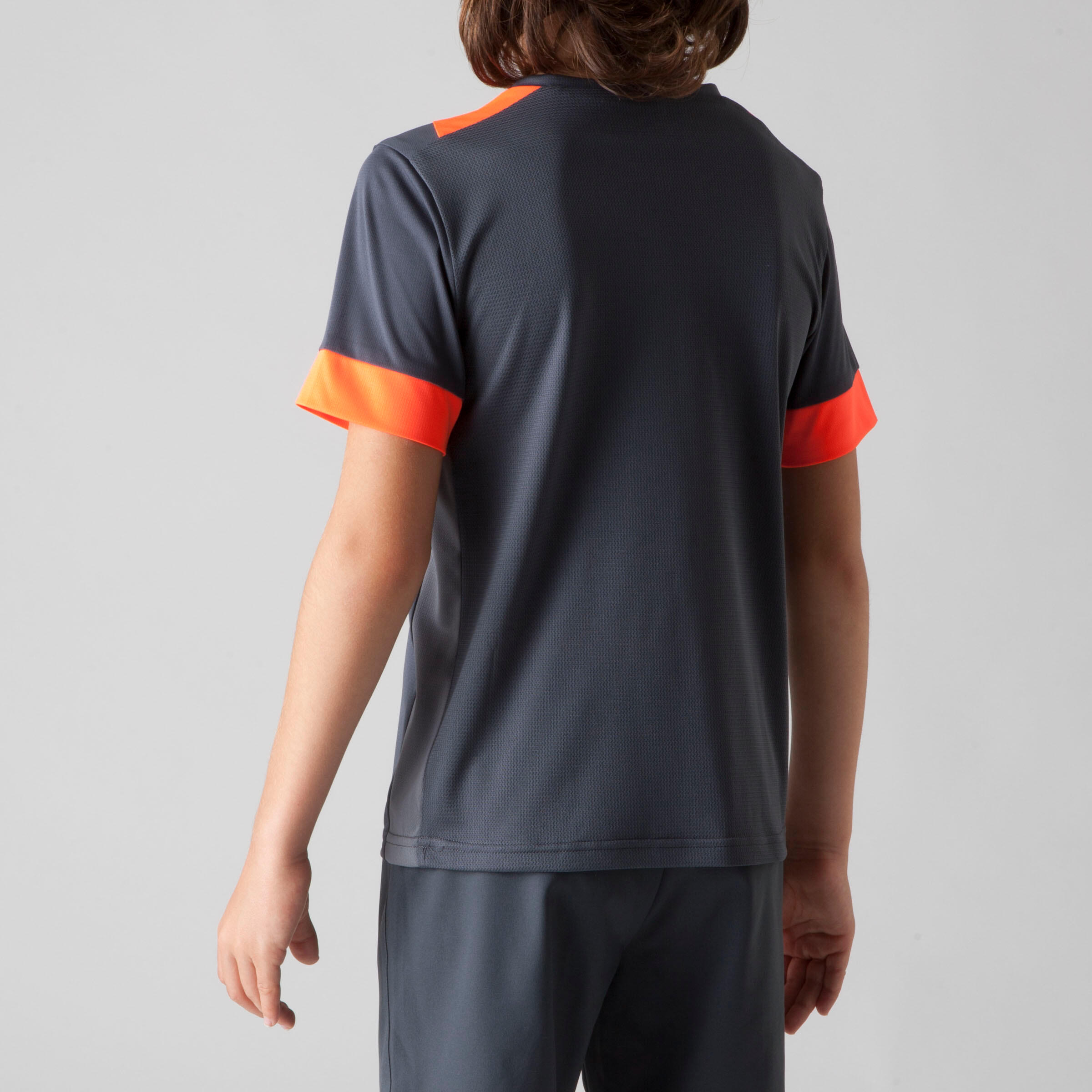 F500 Kids' Football Shirt - Grey/Orange 