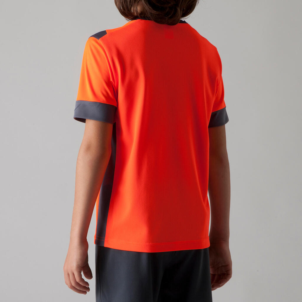 F500 Kids' Football Shirt - Yellow/Grey