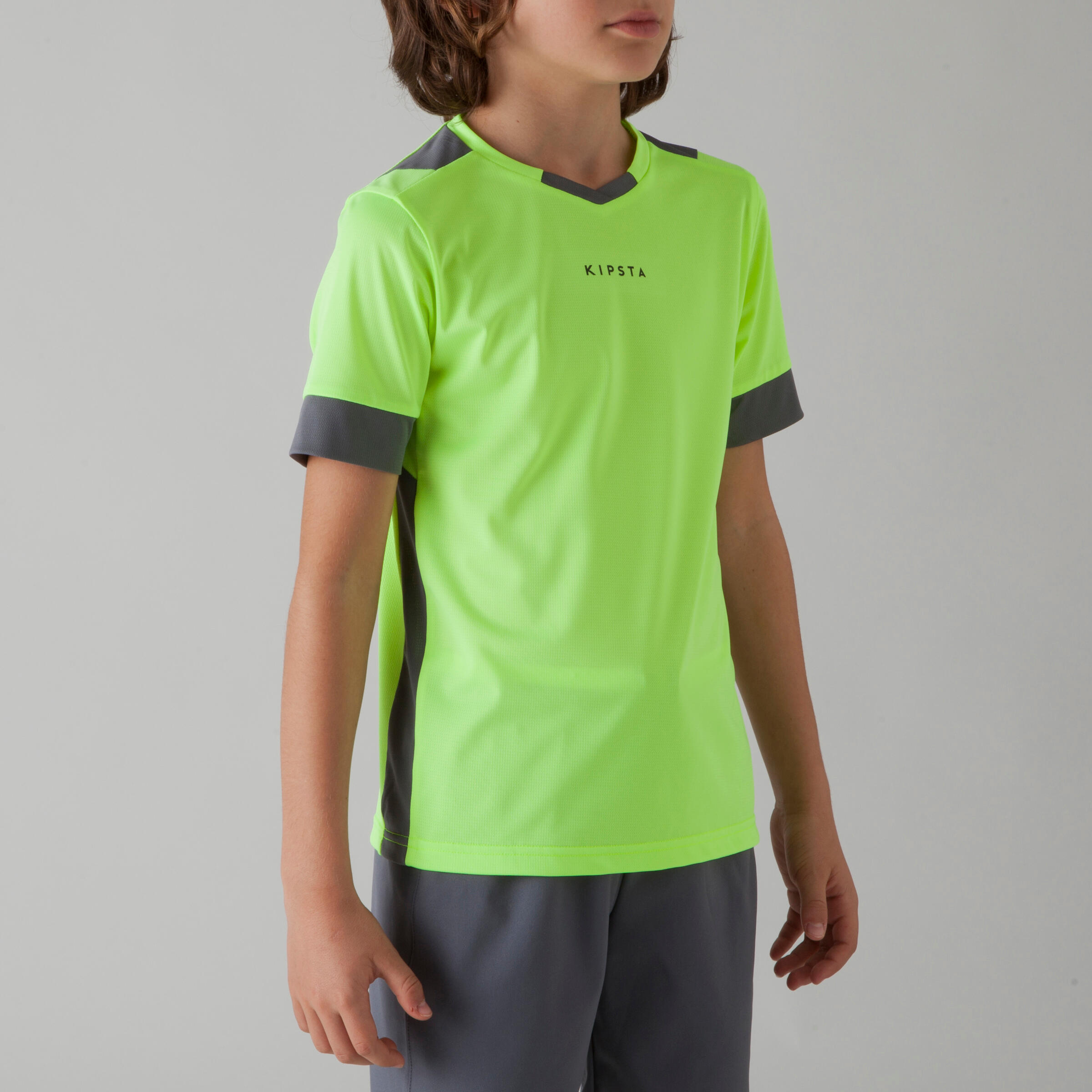 F500 Kids' Football Shirt - Yellow/Grey 3/11