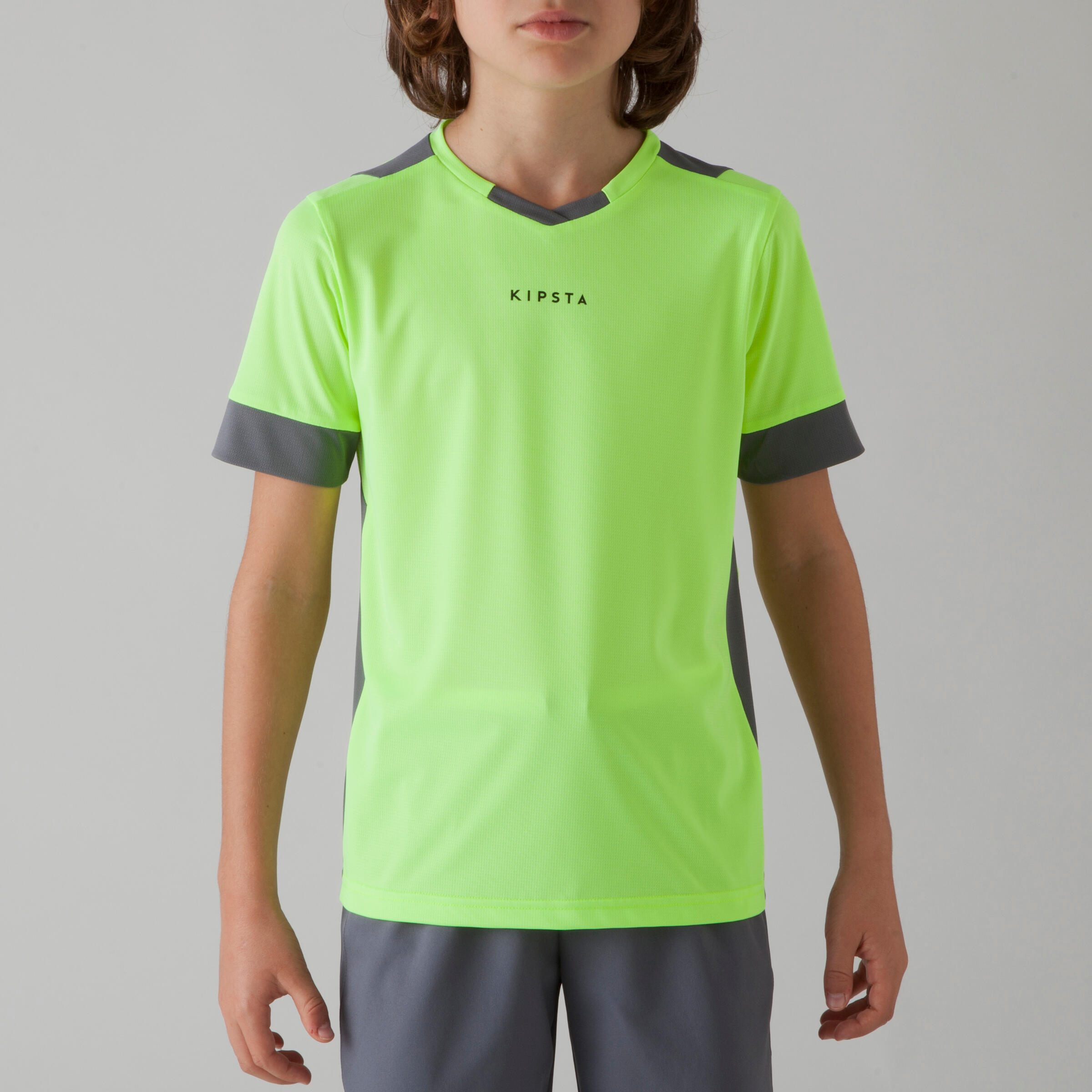 F500 Kids' Football Shirt - Yellow/Grey 2/11