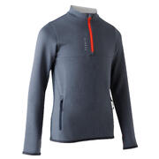 MAJICA DUGIH RUKAVA ZA NOGOMET T500 DJEČJA S PATENTOM TAMNOSIVO/NARANČASTA