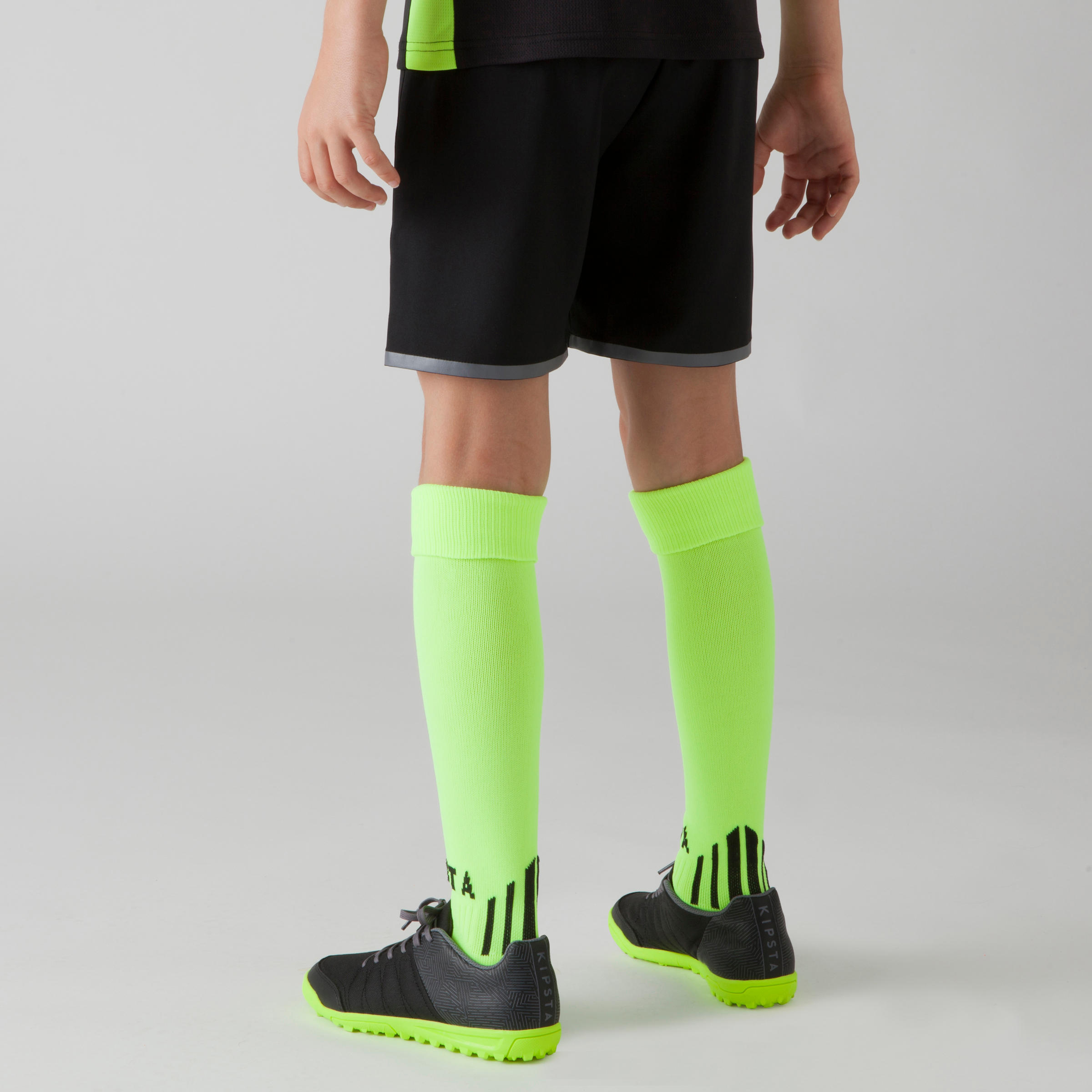 F500 Kids' Football Shorts - Blue/Black/Neon Yellow 5/10
