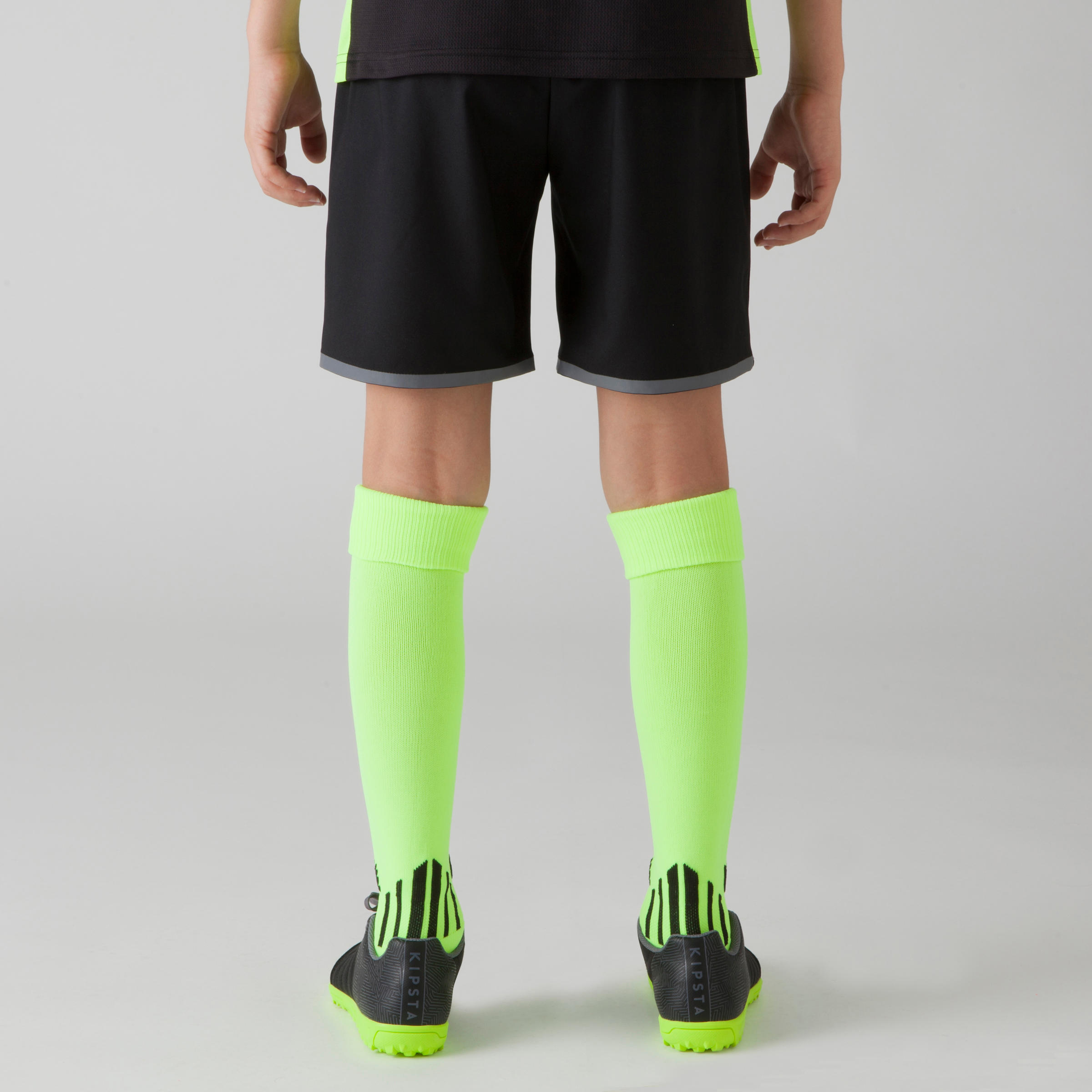 F500 Kids' Football Shorts - Blue/Black/Neon Yellow 4/10