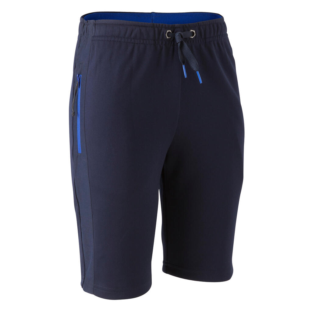 Trainingsshorts lang T500 Kinder marineblau