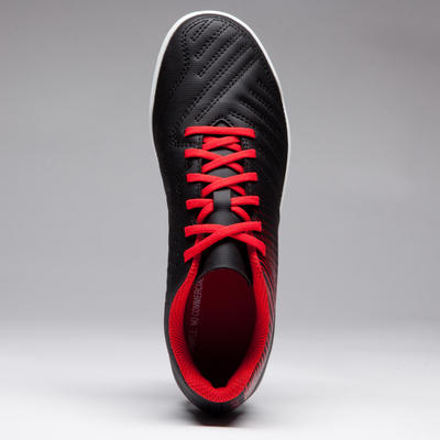Chaussure de football enfant terrain dur Agility 100 HG noire blanche rouge