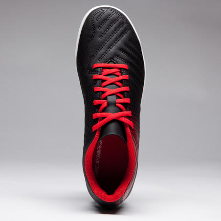 Chaussure de football enfant terrain dur Agility 100 HG noire blanche rouge