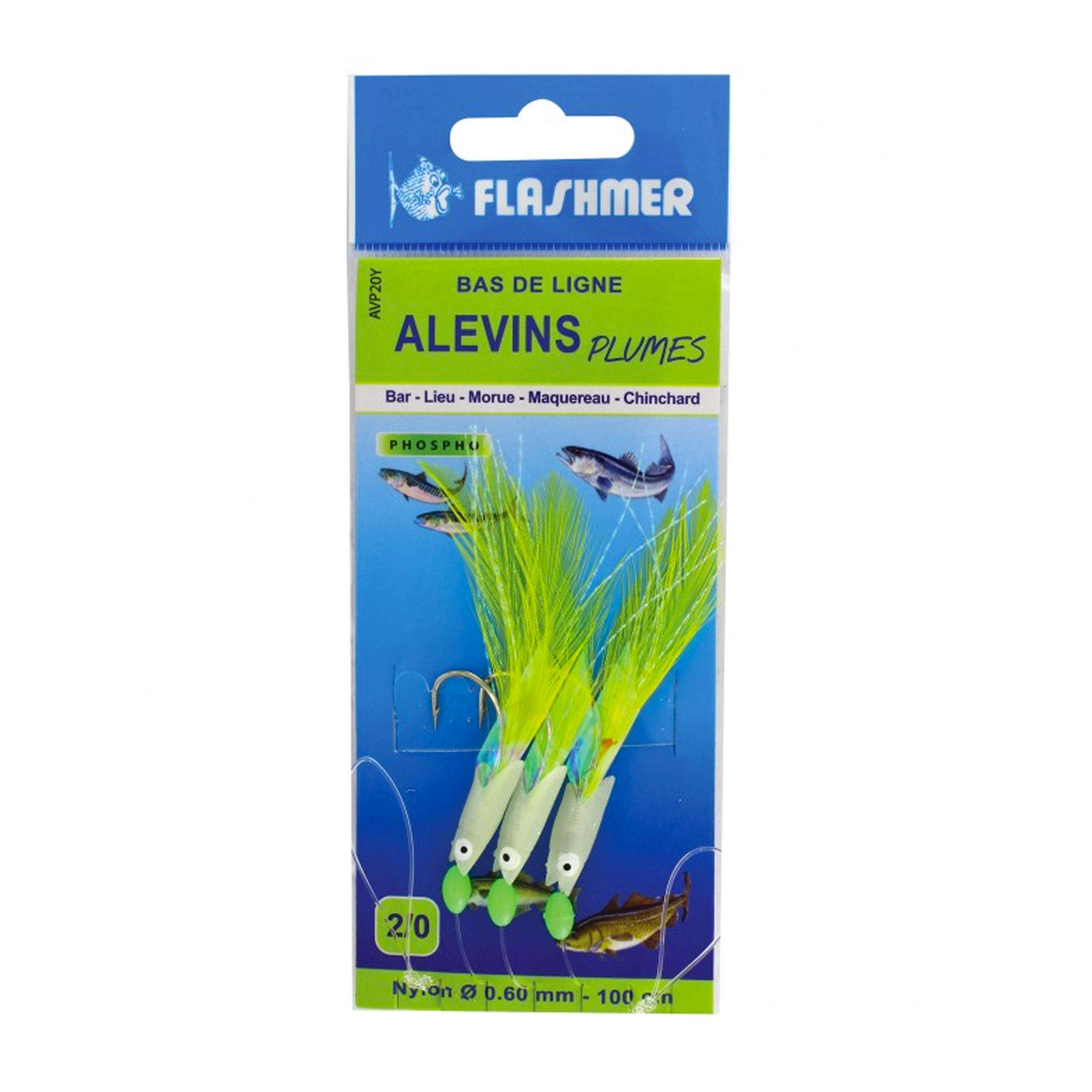 FLASHMER Phosphorescent Fry Sea Fishing Feather Rig 3 Hooks