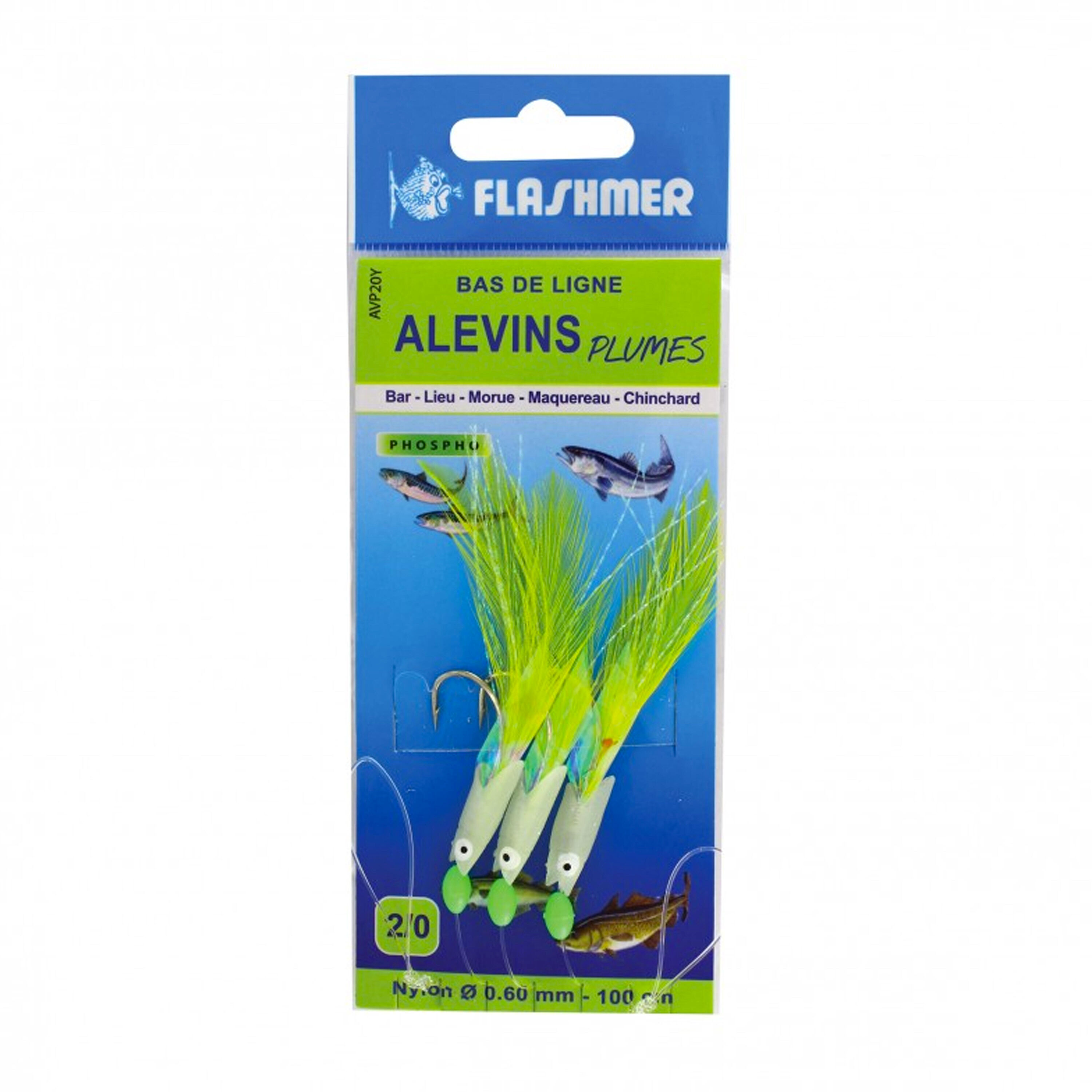 FLASHMER Phosphorescent Fry Sea Fishing Feather Rig 3 Hooks