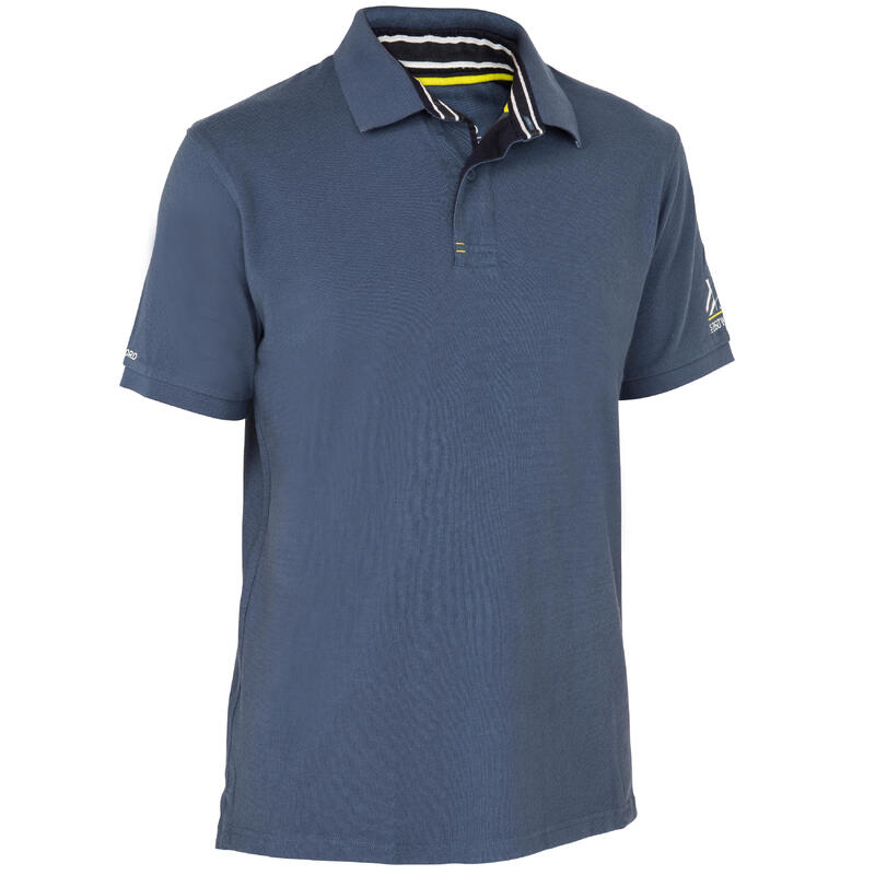 Polo Manga Corta Barco Vela Tribord 100 Hombre Algodón Azul Pizarra