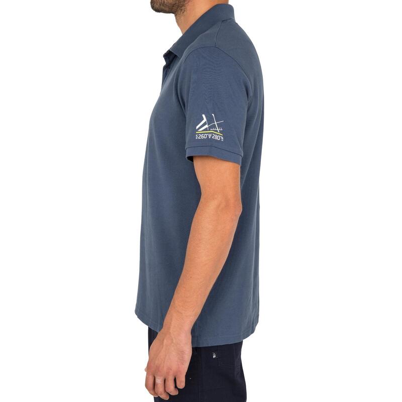 Polo Manga Corta Barco Vela Tribord 100 Hombre Algodón Azul Pizarra