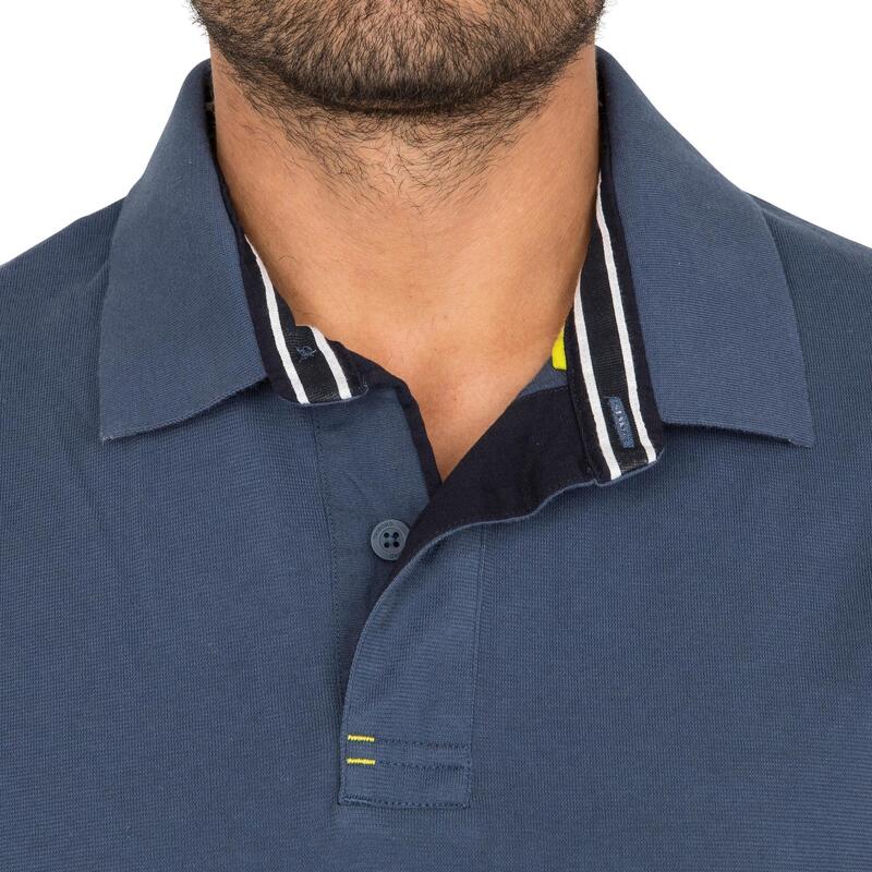 Polo Manga Corta Barco Vela Tribord 100 Hombre Algodón Azul Pizarra