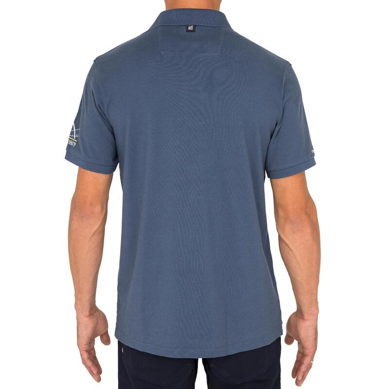 Polo Manga Corta Barco Vela Tribord 100 Hombre Algodón Azul Pizarra