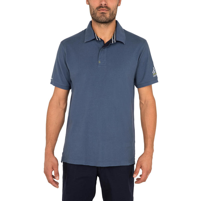 Polo Manga Corta Barco Vela Tribord 100 Hombre Algodón Azul Pizarra