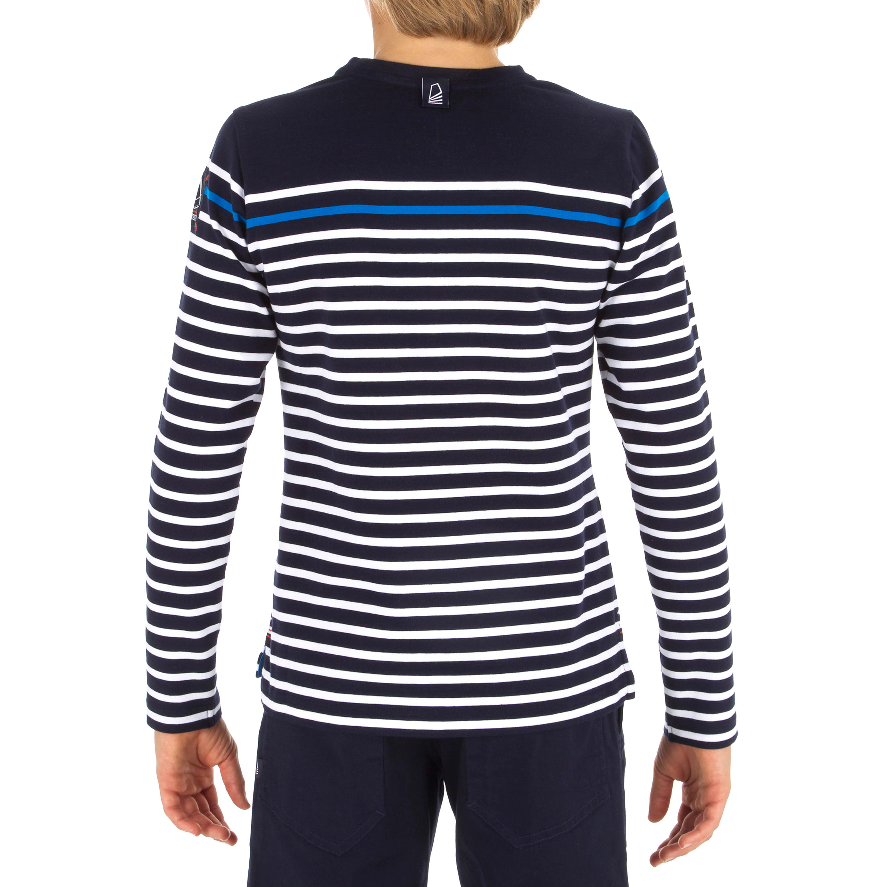 TRIBORD Boy’s Sailing Long sleeve T-shirt  100 - Stripy Blue