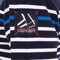 T-Shirt Manches longues - marinière voile Sailing  100 Garçon Rayé Bleu