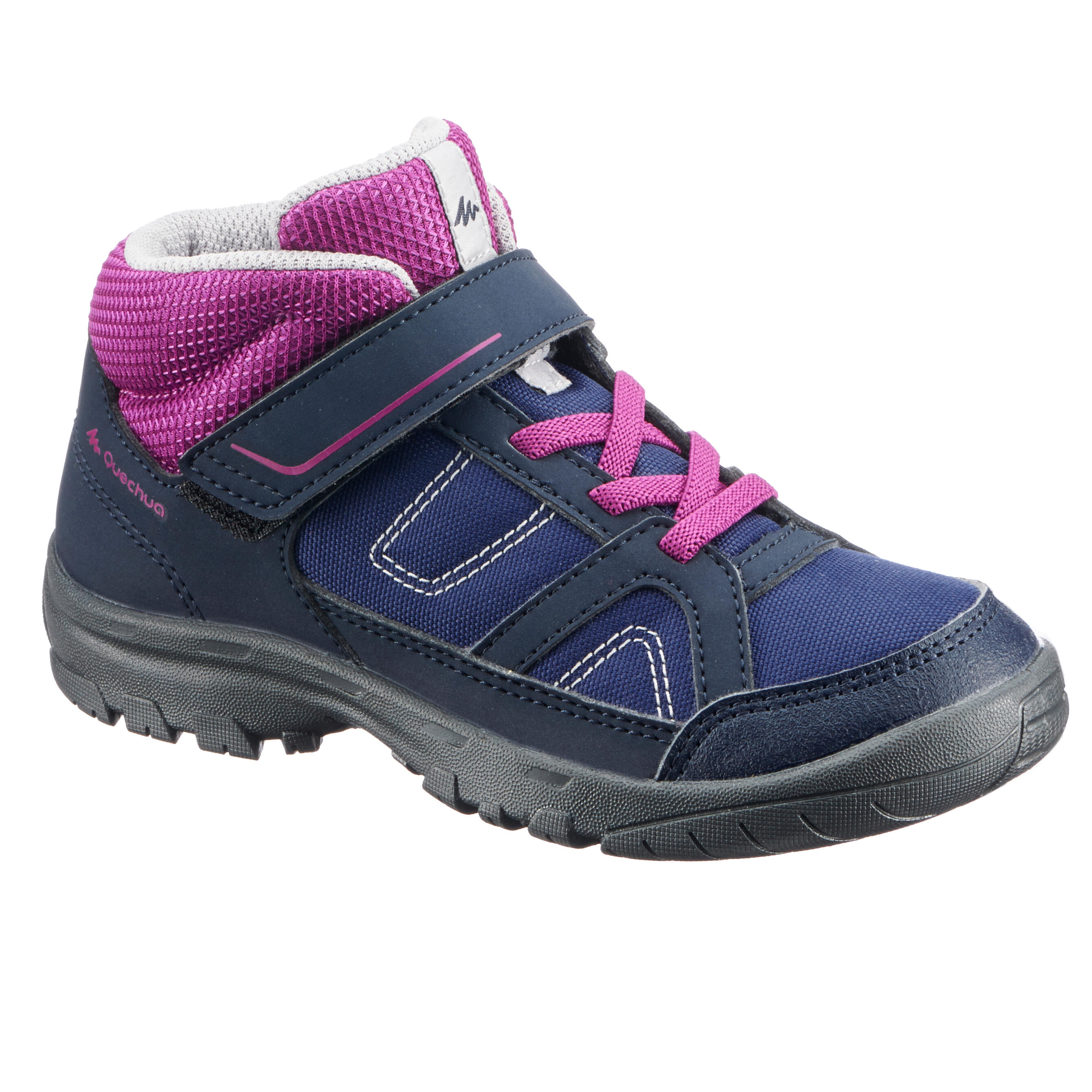 QUECHUA MH100 Mid Kid Kids' High Hiking Boots Sizes Infant 7 to Kids 2 - Blue/Purple