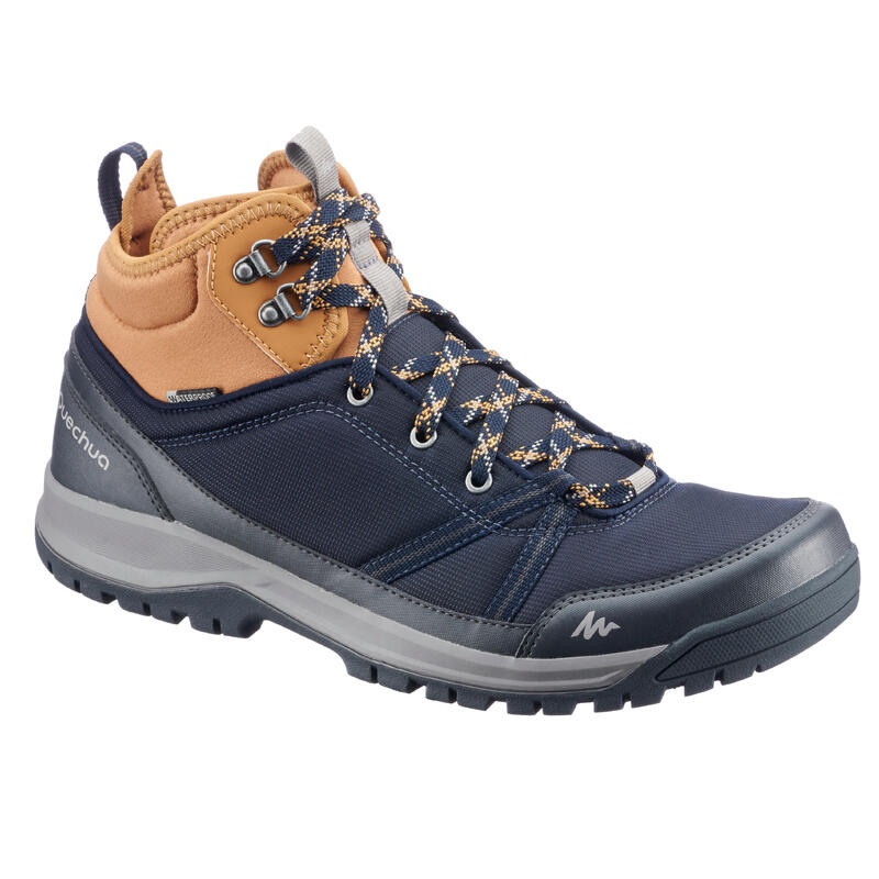 Men's Waterproof Hiking Shoes - NH 100 - Asphalt blue, Hazelnut