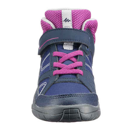 MH100 Mid Kid Kids' High Hiking Boots Sizes Infant 7 to Kids 2 - Blue/Purple