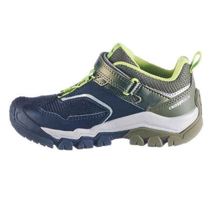 Boy's low mountain walking shoes with hook and loop tabs Crossrock KID - Khaki