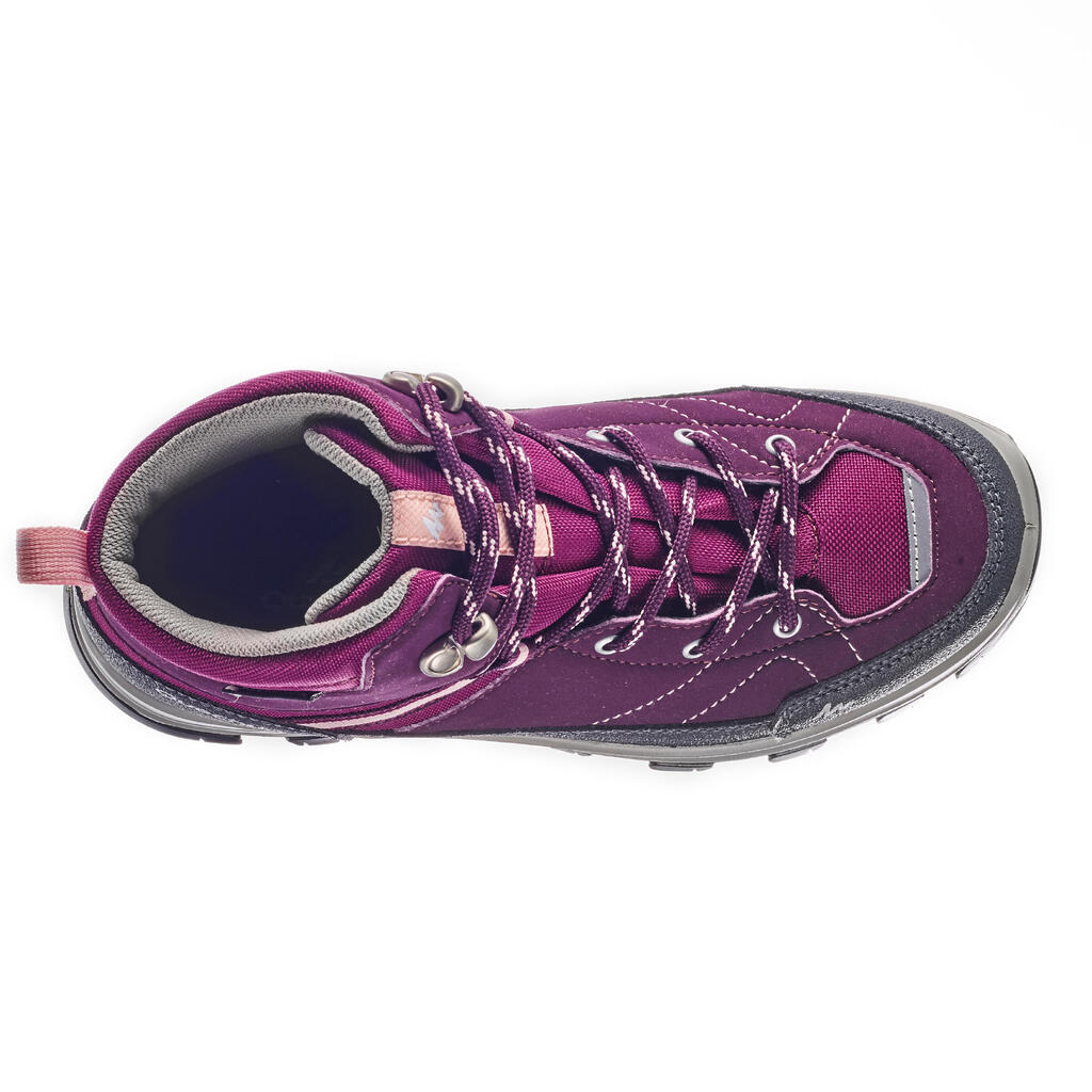 Wanderschuhe MH500 halbhoch wasserdicht Schnürung Kinder Gr. 28–38 violett