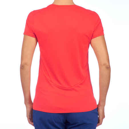 MH100 Women's Short-sleeved Mountain Hiking T-Shirt - Red/Orange