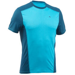 เสื้อยืดแขนสั้นผู้ชายสำหรับใส่เดินป่าบนภูเขารุ่น MH 500 (สีฟ้า Duck-Dive)