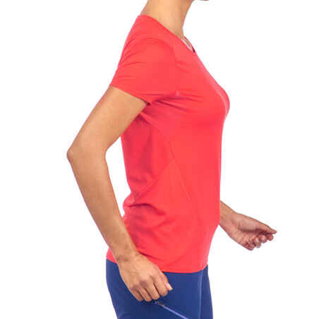 MH100 Women's Short-sleeved Mountain Hiking T-Shirt - Red/Orange