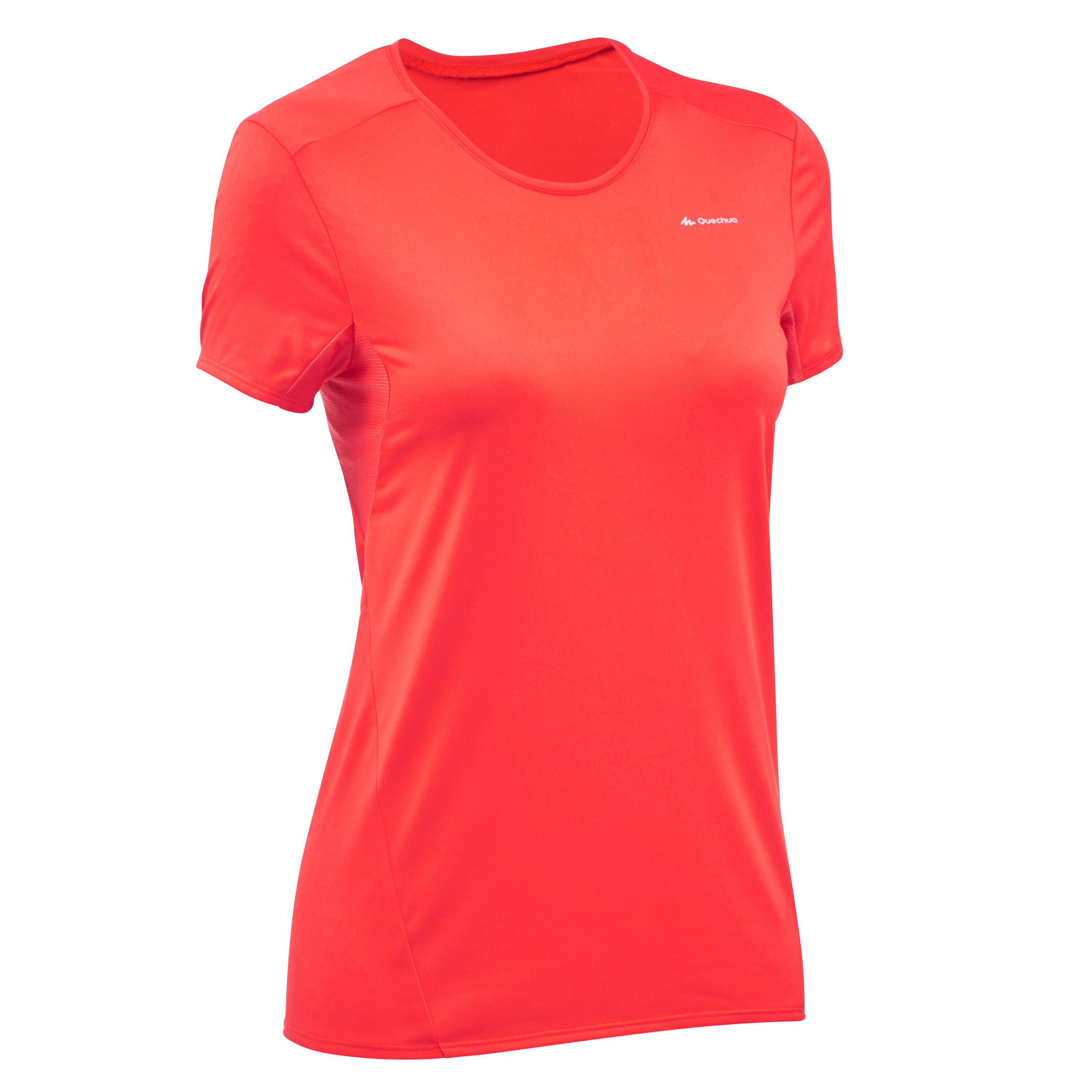 QUECHUA MH100 Women's Short-sleeved Mountain Hiking T-Shirt - Red/Orange