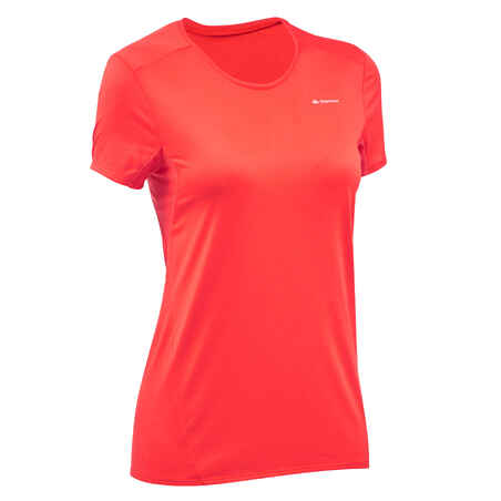 MH100 Women's Short-sleeved Mountain Hiking T-Shirt - Red/Orange