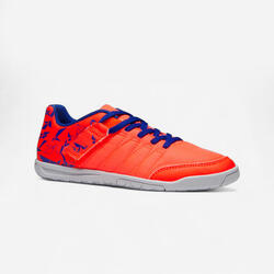 Chaussure de Futsal enfant CLR 500 à scratch orange bleue