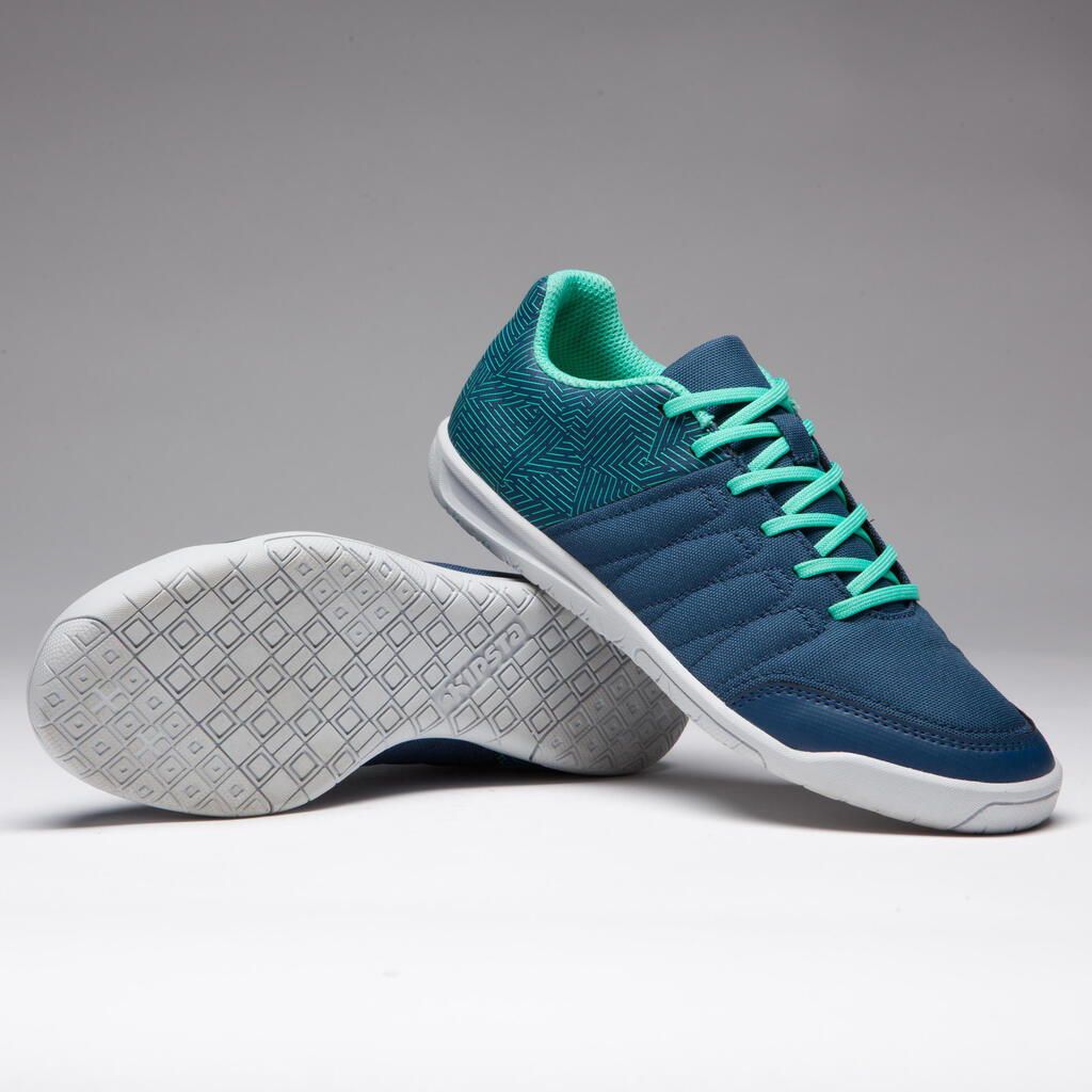 CLR 500 Kids' Futsal Trainers - Blue/Green