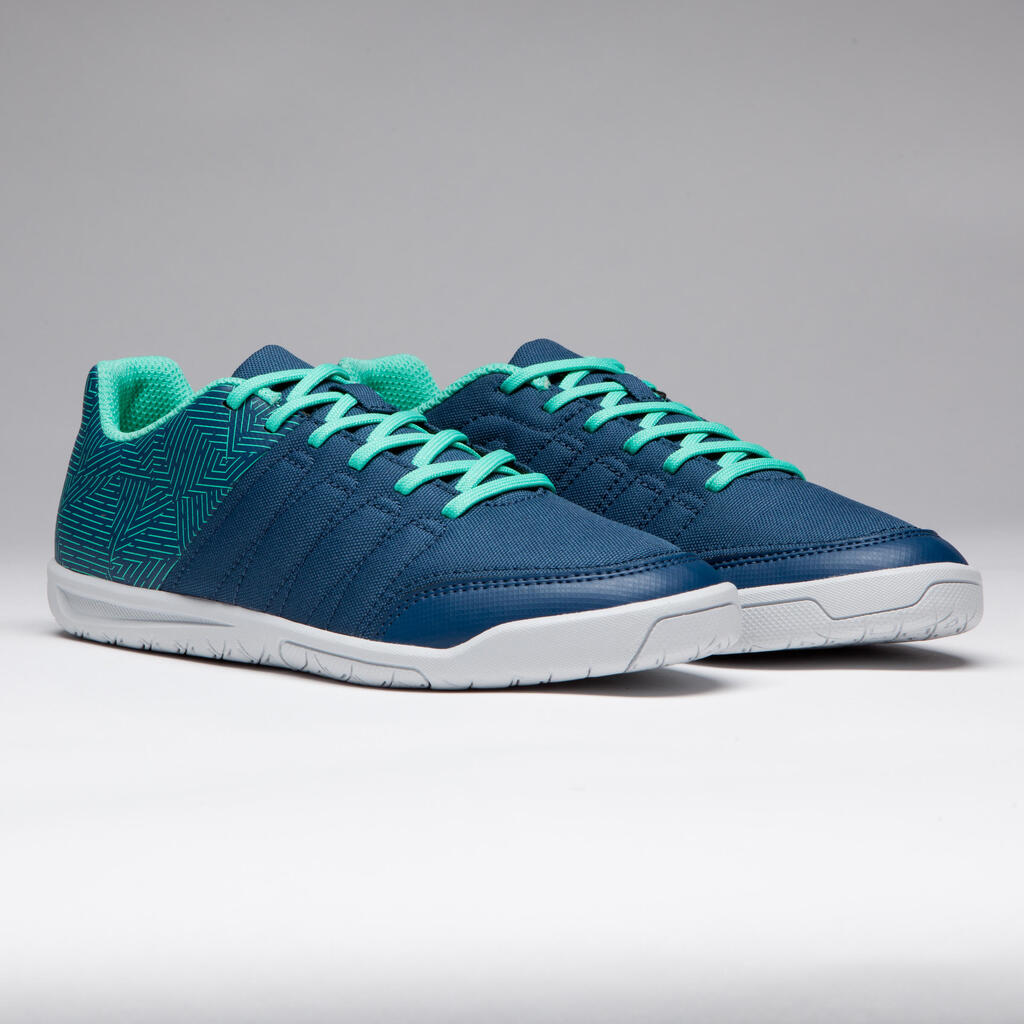 CLR 500 Kids' Futsal Trainers - Blue/Green