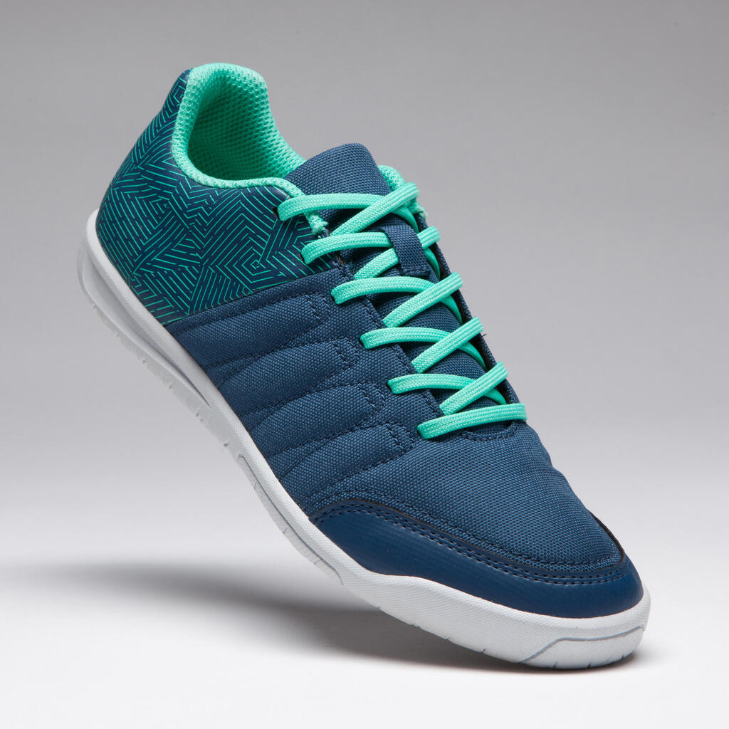 CLR 500 Kids' Futsal Trainers - Blue/Green