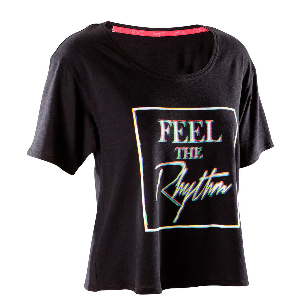 Dance-Shirt kurz Damen blassrosa