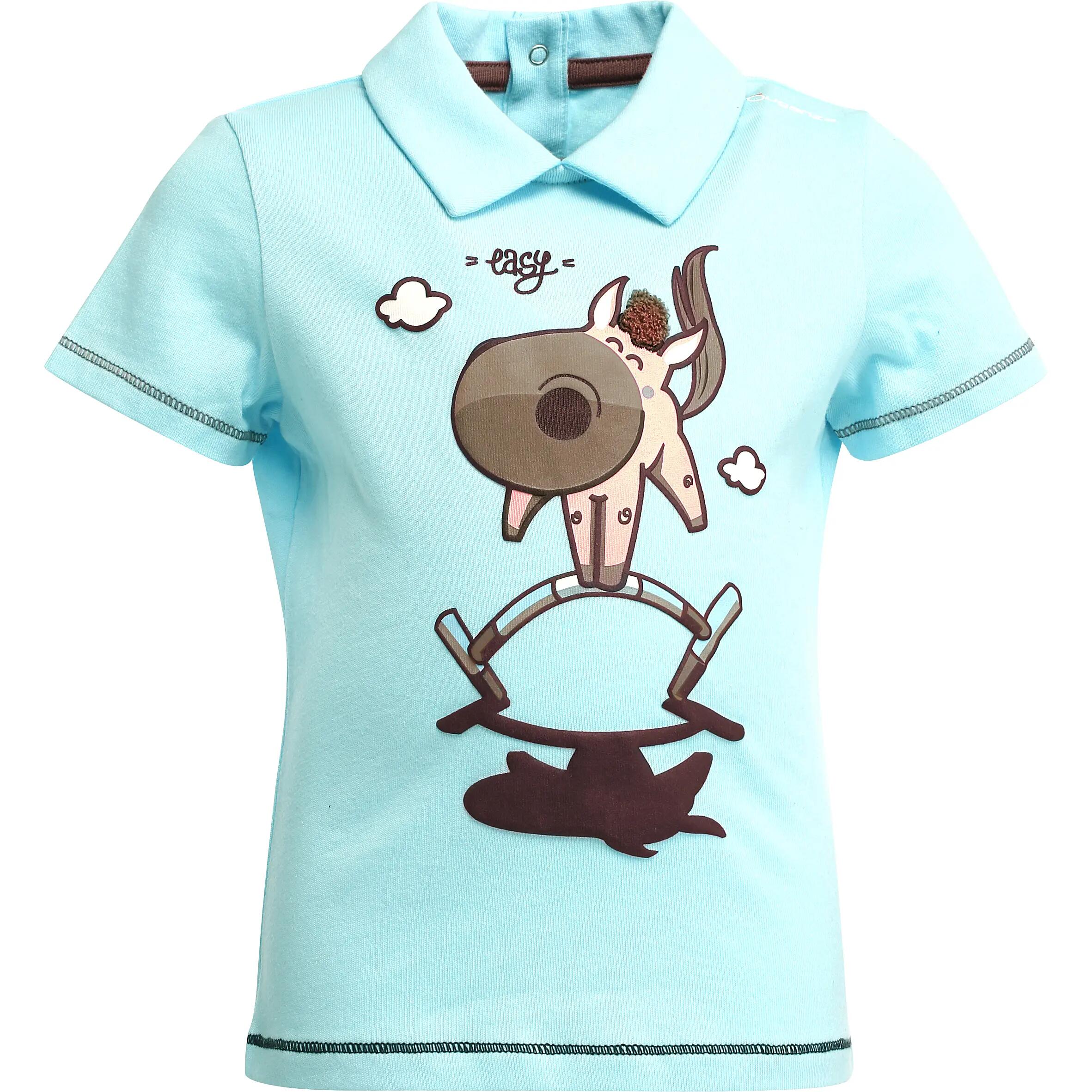 Baby Horse Riding Short Sleeve Polo Shirt - Sky Blue 2/10