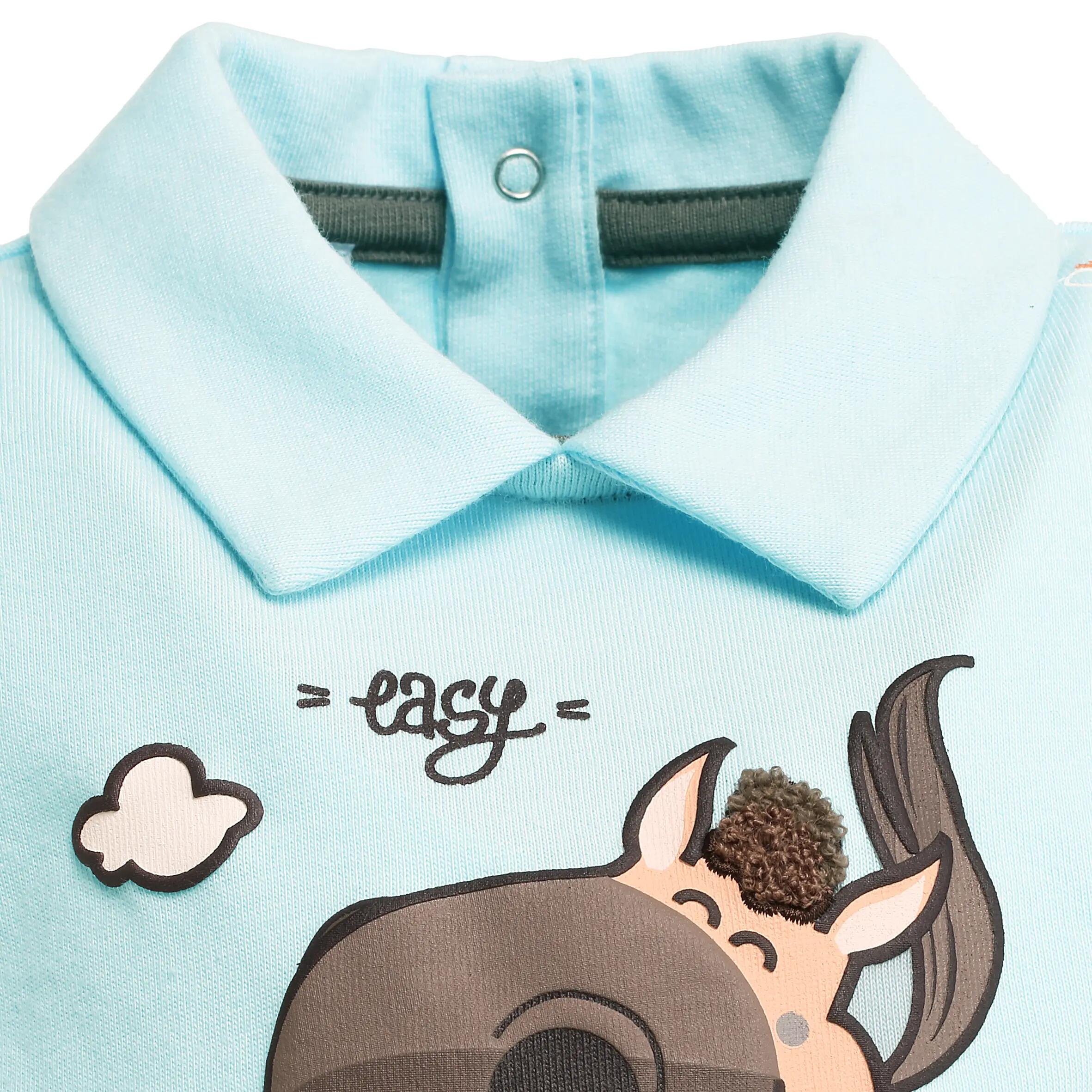 Baby Horse Riding Short Sleeve Polo Shirt - Sky Blue 6/10
