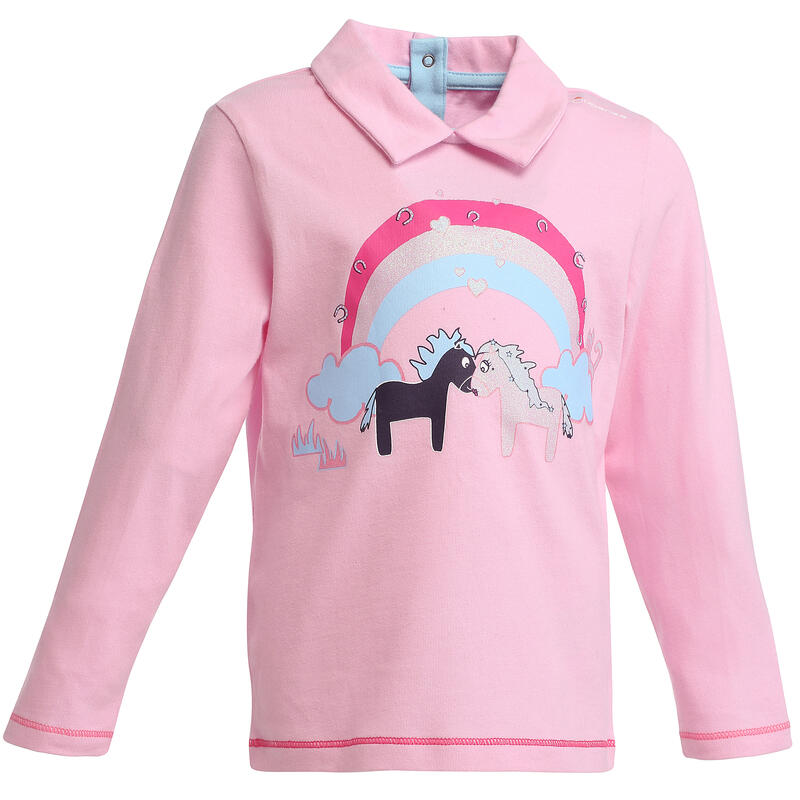 Polo de manga larga equitación BEBÉ rosa claro