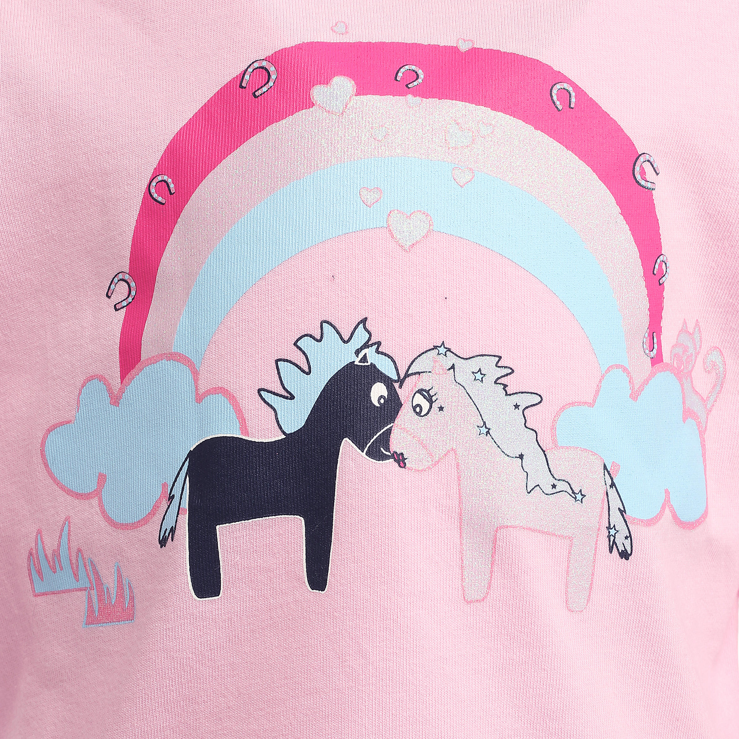 Baby Long-Sleeved Horse Riding Polo Shirt - Light Pink 7/11