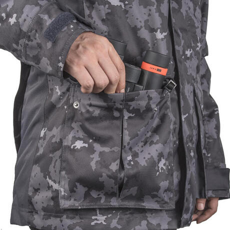 Parka chasse imperméable chaude 500 camouflage island noir ...