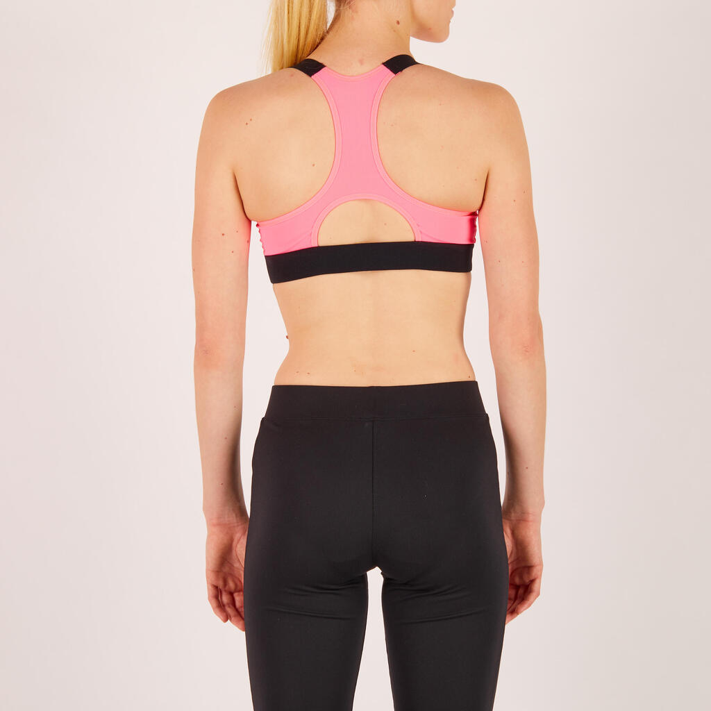 Sport-Bustier FBRA 500 Print Fitness Cardio Damen marineblau