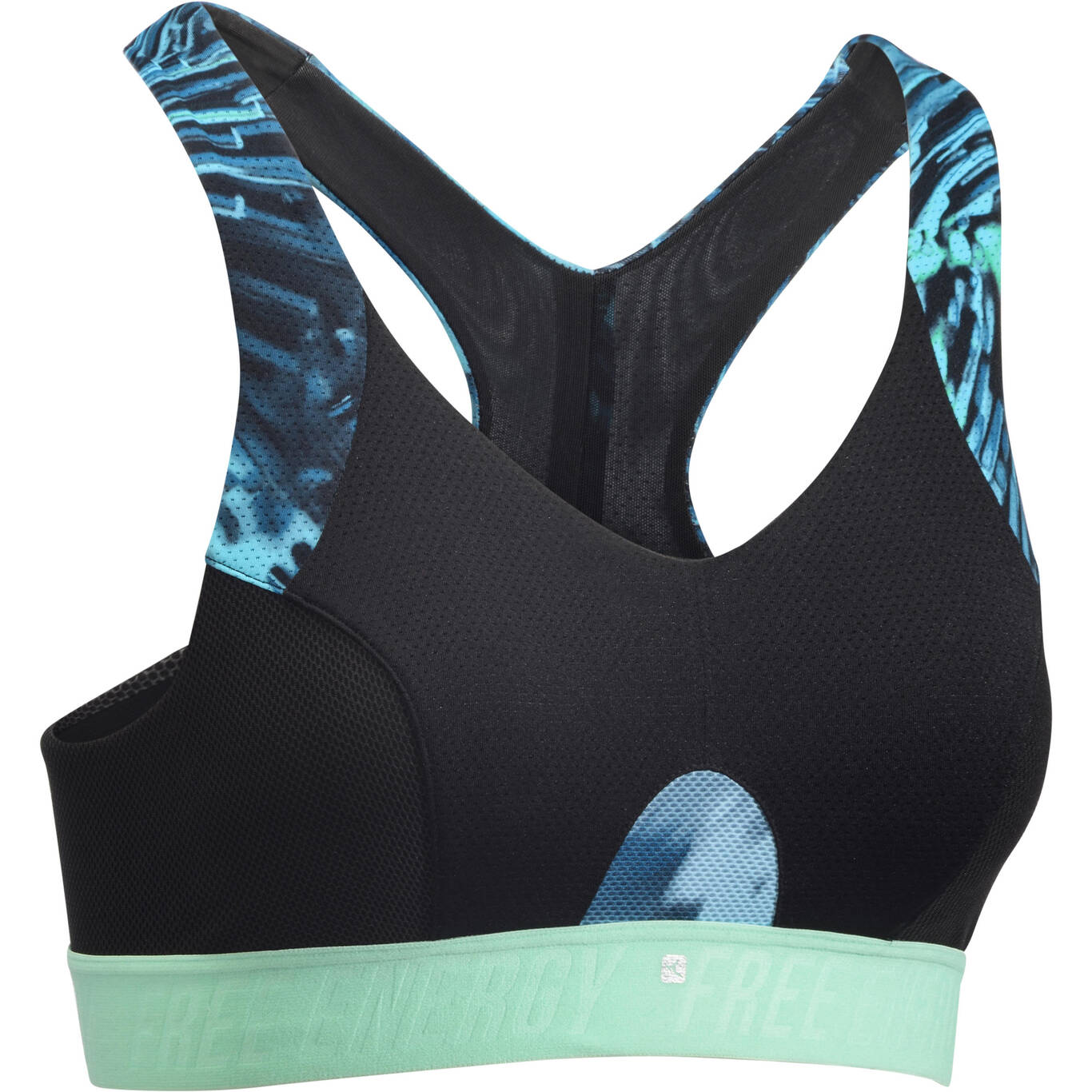 500 Women's Cardio Fitness Sports Bra - Black/Tropical Print 500 Women's Cardio Fitness Sports Bra - Black/Tropical Print